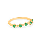 Emerald Gemstone Solid 14k Yellow Gold Ring