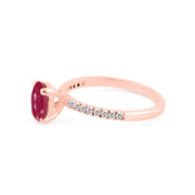 Ruby Gemstone & Diamond Solid 14k Rose Gold Ring