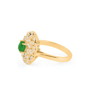 Emerald Gemstone & Diamond Solid 14k Yellow Gold Ring