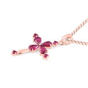 Ruby Gemstone Solid 14k Rose Gold Cross Pendant