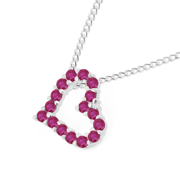 Ruby Gemstone Solid 925 Sterling Silver Heart Pendant