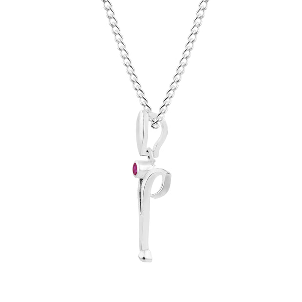 Ruby Gemstone Solid 14k White Gold Lord Ganesha Pendant