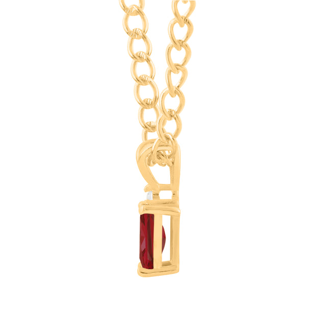 Ruby Gemstone & Diamond Solid 14k Yellow Gold Pendant