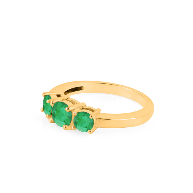 Emerald Gemstone Solid 14k Yellow Gold Ring