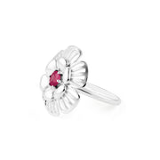 Ruby Gemstone Solid 14k White Gold Ring
