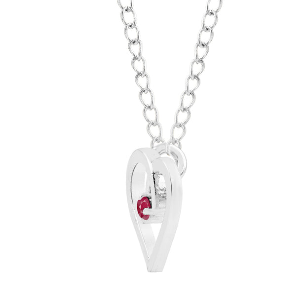 Ruby Gemstone Solid 925 Sterling Silver Heart Pendant