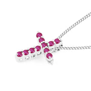 Ruby Gemstone Solid 925 Sterling Silver Cross Pendant
