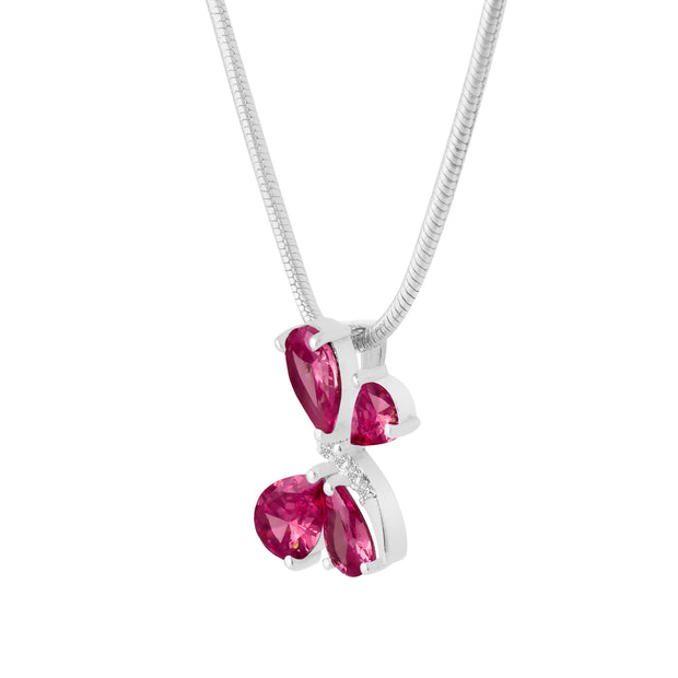 Ruby Gemstone & Diamond Solid 925 Sterling Silver Pendant