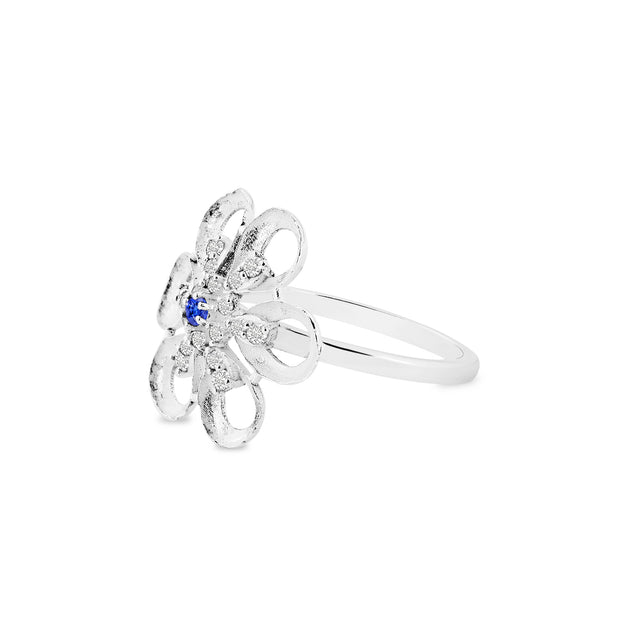 Tanzanite Gemstone & Diamond Solid 14k White Gold Ring