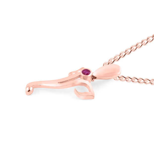 Ruby Gemstone Solid 14k Rose Gold Lord Ganesha Pendant