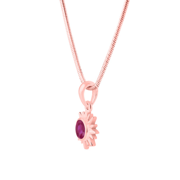 Ruby Gemstone Solid 14k Rose Gold Pendant