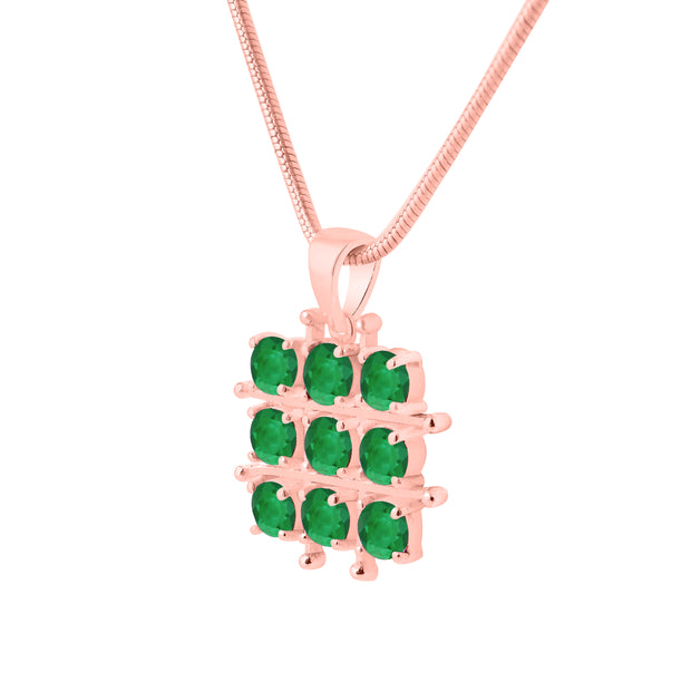 Emerald Gemstone Solid 14k Rose Gold Pendant