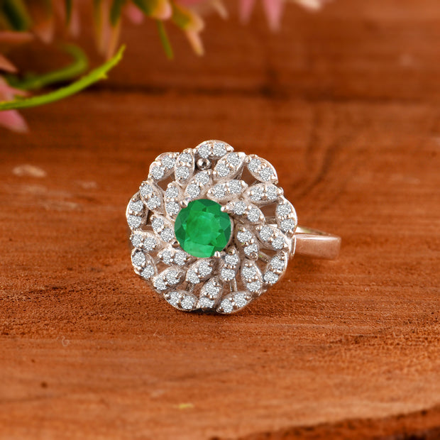 Emerald Gemstone Solid 925 Sterling Silver Ring