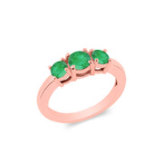 Emerald Gemstone Solid 14k Rose Gold Ring