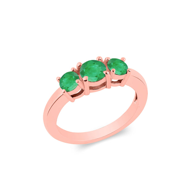 Emerald Gemstone Solid 14k Rose Gold Ring