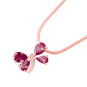 Ruby Gemstone & Diamond Solid 14k Rose Gold Pendant