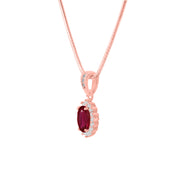 Ruby Gemstone & Diamond Solid 14k Rose Gold Pendant