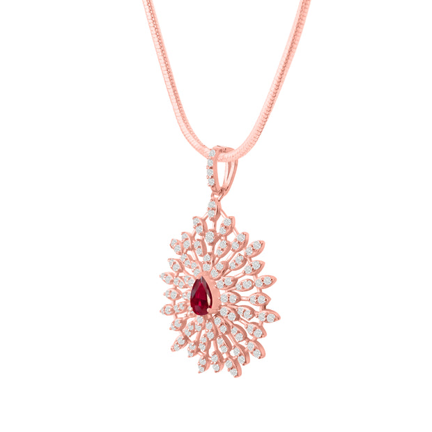 Ruby Gemstone Solid 14k Rose Gold Pendant