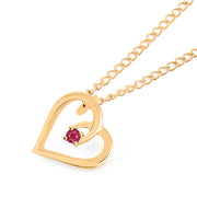 Ruby Gemstone Solid 14k Yellow Gold Heart Pendant