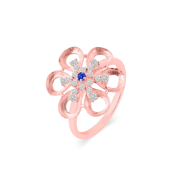 Tanzanite Gemstone & Diamond Solid 14k Rose Gold Ring