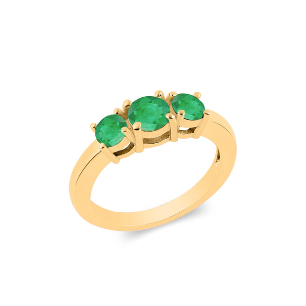 Emerald Gemstone Solid 14k Yellow Gold Ring