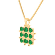 Emerald Gemstone Solid 14k Yellow Gold Pendant