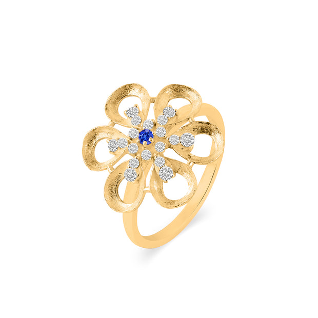 Tanzanite Gemstone & Diamond Solid 14k Yellow Gold Ring
