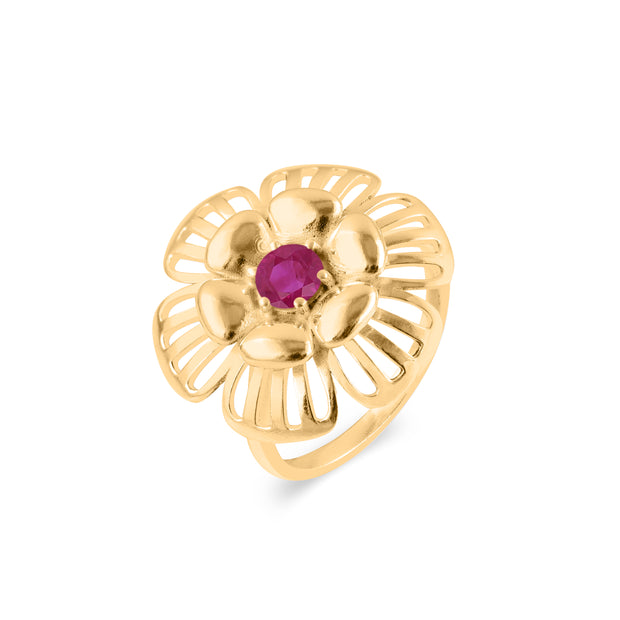Ruby Gemstone Solid 14k Yellow Gold Ring