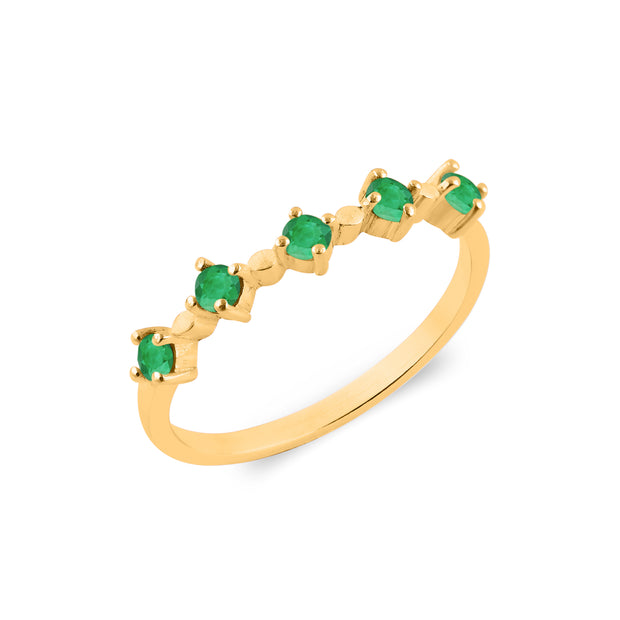 Emerald Gemstone Solid 14k Yellow Gold Ring