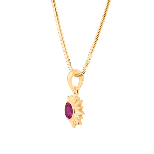 Ruby Gemstone Solid 14k Yellow Gold Pendant