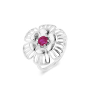 Ruby Gemstone Solid 14k White Gold Ring