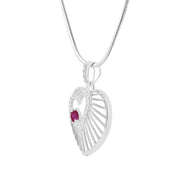 Ruby Gemstone & Diamond Solid 925 Sterling Silver Pendant