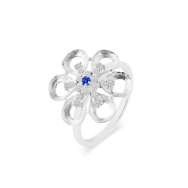 Tanzanite Gemstone & Diamond Solid 14k White Gold Ring