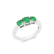 Emerald Gemstone Solid 14k White Gold Ring
