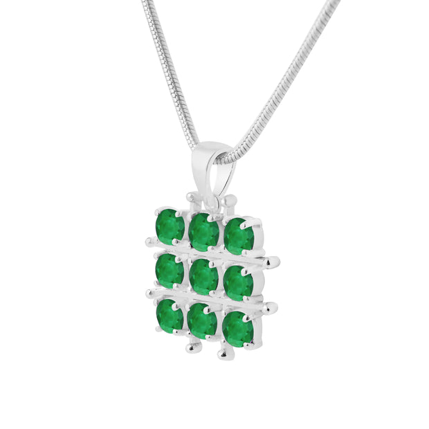Emerald Gemstone Solid 925 Sterling Silver Pendant