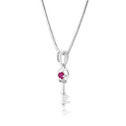 Ruby Gemstone & Diamond Solid 925 Sterling Silver Pendant