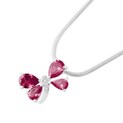 Ruby Gemstone & Diamond Solid 925 Sterling Silver Pendant