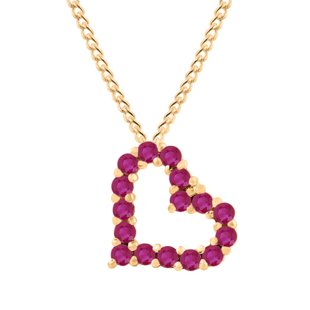 Ruby Gemstone Solid 14k Yellow Gold Heart Pendant