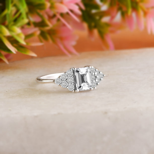 White Topaz Gemstone Solid 925 Sterling Silver Ring