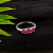 Ruby Gemstone Solid 14k White Gold Ring