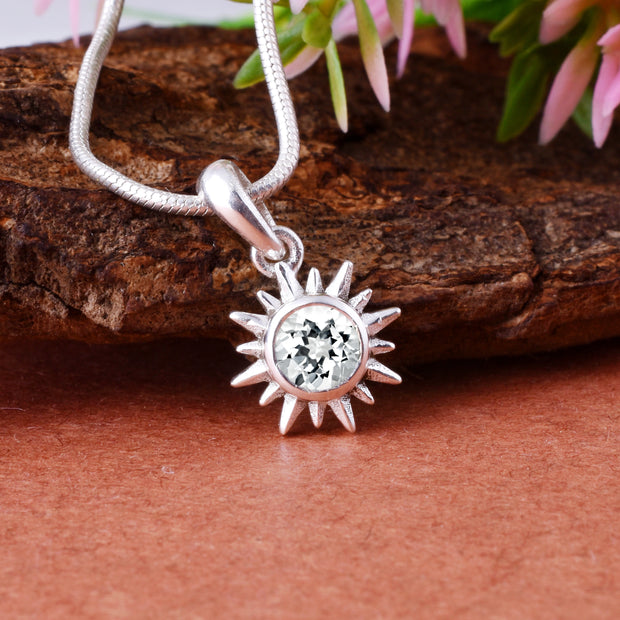 White Topaz Gemstone Solid 925 Sterling Silver Pendant