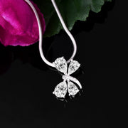 White Topaz Gemstone & Diamond Solid 925 Sterling Silver Pendant