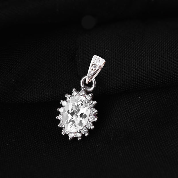 White Topaz Gemstone Solid 925 Sterling Silver Pendant