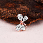 White Topaz Gemstone & Diamond Solid 14k Rose Gold Pendant