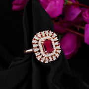 Ruby Gemstone & Diamond Solid 14k Rose Gold Ring