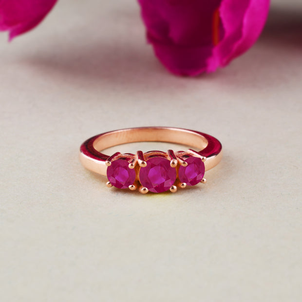 Ruby Gemstone Solid 14k Rose Gold Ring