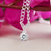 White Topaz Gemstone & Diamond Solid 14k Rose Gold Pendant