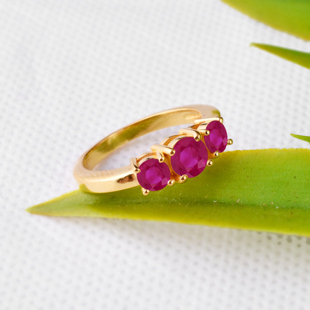 Ruby Gemstone Solid 14k Yellow Gold Ring