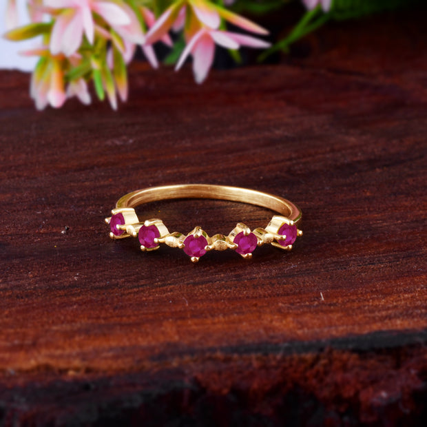 Ruby Gemstone Solid 14k Yellow Gold Ring