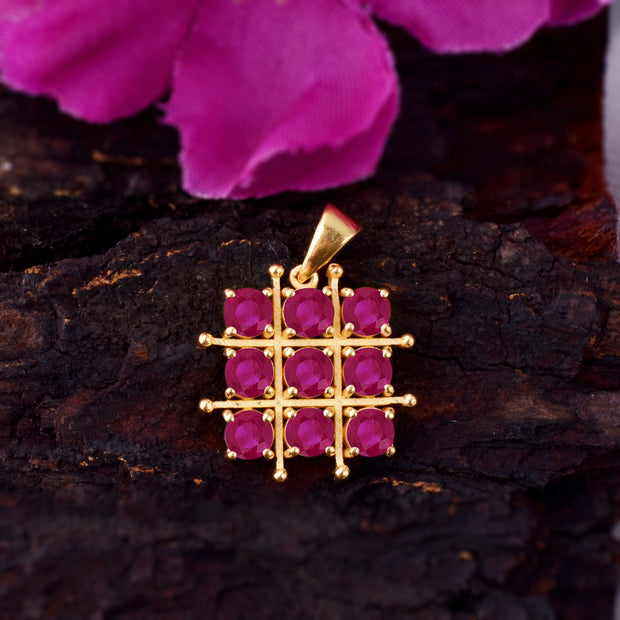 Ruby Gemstone Solid 14k Yellow Gold Pendant